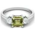 thumbnail image 1 of 0.95 Ctw Princess cut Square Peridot 925 Sterling Silver Trio Stone Dainty Women Valentines Day Gifts Ring, 1 of 4