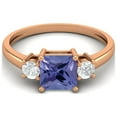 thumbnail image 1 of 0.95 Ctw Princess cut Square Tanzanite 925 Sterling Silver Rose Vermeil Trio Stone Dainty Women Valentines Day Gifts Ring, 1 of 4