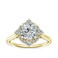 thumbnail image 1 of 0.95 T.C.W Round Shaped Real Diamond New Design Halo Wedding Ring for Women Solid 18K Yellow Gold Size 3.5, 1 of 8