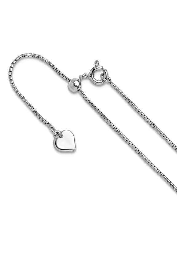 0.95mm 925 Sterling Silver Polished Spring-Ring Round Rectangle Box Adjustable Chain Necklace 22 Inch Chain Necklace for
