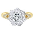 thumbnail image 1 of AFFY 0.96 Carat Round Shape Natural Diamond Two-Tone Flower Engagement Ring 14K Solid Yellow Gold Ring Size-9.5, 1 of 2