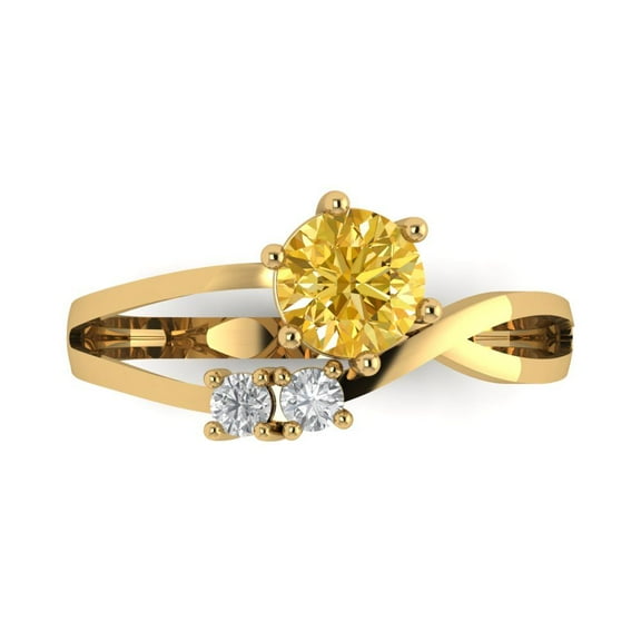 Three-Stone Engagement Ring for Women - 0.87ct Natural Citrine in 18K Yellow Gold Promise Ring