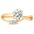 thumbnail image 1 of 0.96 ct Round Cut Genuine Cultured Diamond VS1-VS2 I-J 18K Yellow Gold Three-Stone Promise Wedding Statement Engagement Designer Ring W/ Crystal side stones size 10, 1 of 6