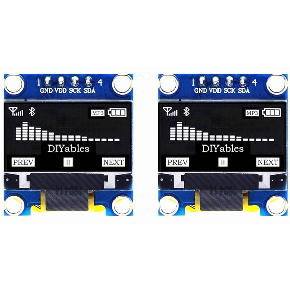 0.96 inch 2 display module 12864, suitable for 32, 8266, Raspberry Pi, 2 pieces (white, 1306 driver)
