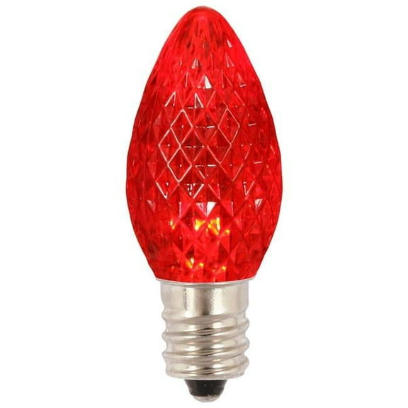0.96 watt 120V C7 Faceted LED Red Twinkle Bulb with Nickel Base - 25 per Bag