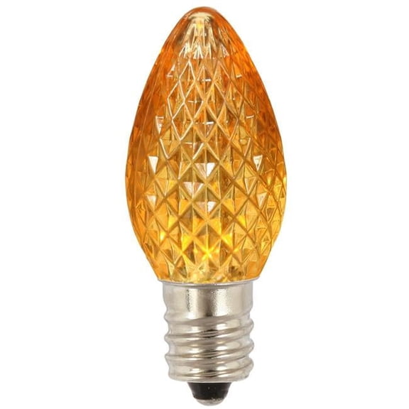 0.96 watt 120V C7 Faceted LED Yellow Twinkle Bulb with Nickel Base - 25 per Bag