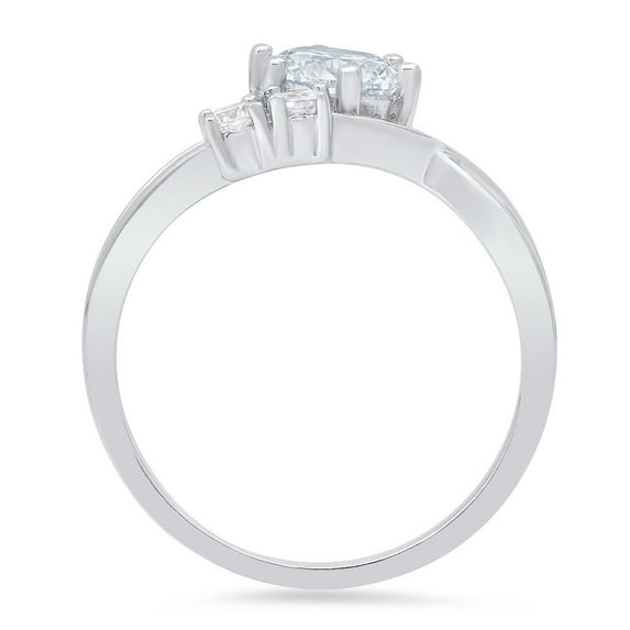 0.87 ct Round Cut Natural Swiss Blue Topaz Three-Stone Engagement Ring for Women in 14K White Gold