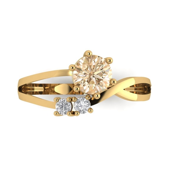 Clara Pucci 14K Yellow Gold 0.87ct Morganite Three-Stone Ring for Women