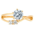 thumbnail image 1 of 0.87 ct Round Cut Natural Aquamarine 3 Stone 18K Yellow Gold Womens Engagement Ring, 1 of 3