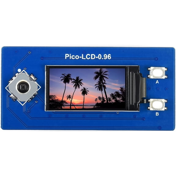 0.96inch LCD Display Module for Pico, 16080 Resolution IPS Screen 65K RGB Display Color SPI Interface, with 1x Joystick and 2X User Buttons for Easy Interacting