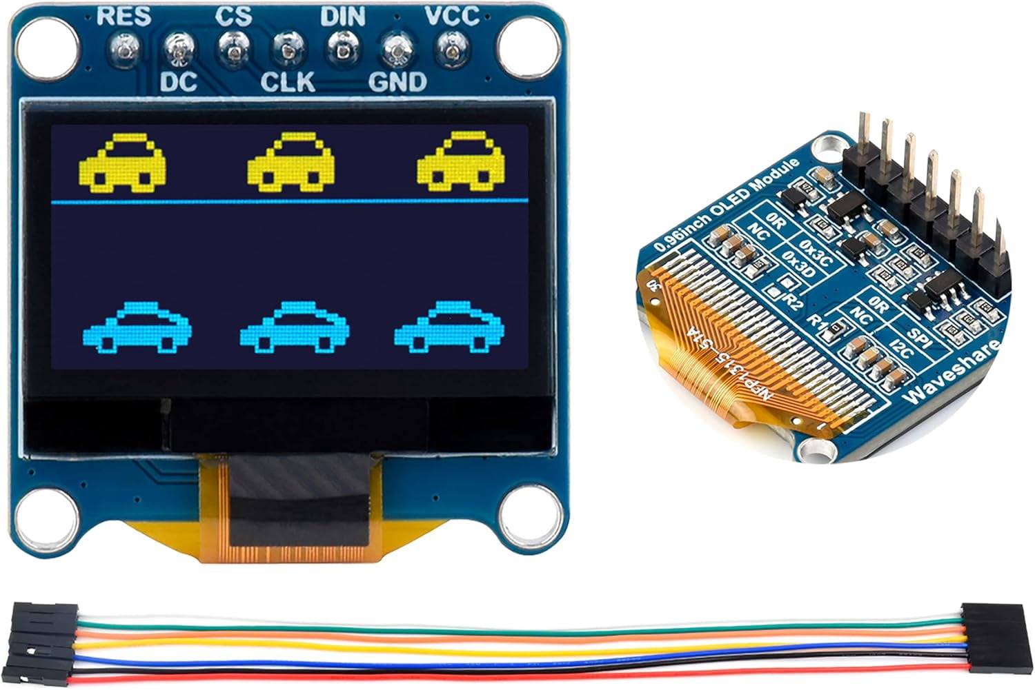 0.96inch OLED Display Module, 128×64 Resolution SPI / I2C Communication SSD1315 Driver Chip, Yellow and Blue Display Color, Compatible with Arduino, , STM32, etc