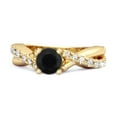 thumbnail image 1 of 0.97 Ctw Black Spinel Accents 925 Sterling Silver Gold Vermeil Twisting Vine Shank Women Valentines Day Gifts Ring, 1 of 3