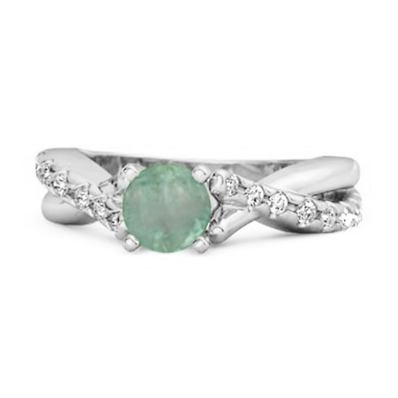 0.97 Ctw Emerald Accents 925 Sterling Silver Twisting Vine Shank Women Valentines Day Gifts Ring