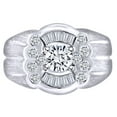 thumbnail image 1 of AFFY 0.98 Carat (Cttw) Round & Baguette Shape White Natural Diamond Men's Wedding Band Ring In 14k Solid White Gold Ring Size-14, 1 of 3