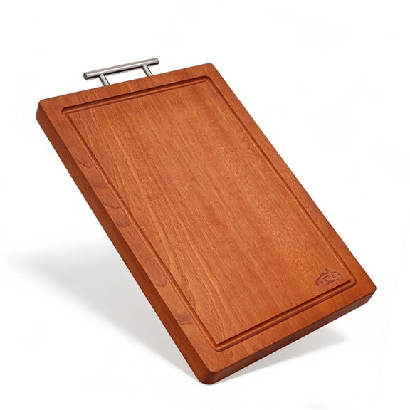 0.98" Ebony Thick Cutting Boards for Kitchen, Large Solid Wood Cheese Charcuterie Board with Deep Juice Grooves & Built-in Handles for Countertop, Ideal for Meat, Vegetables and Fruits