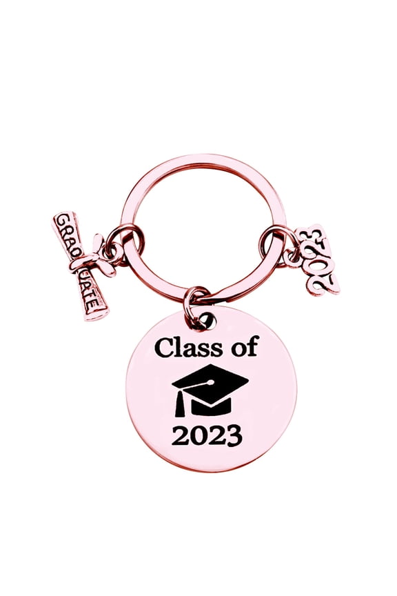 0.98" Rose Gold Class of 2026 Graduation Keychains, High School Senior Party Accessories — College Grad Souvenir Keyring Ornaments — Commemorative Meaningful Keepsakes & Inspirational Gifts