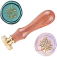 thumbnail image 1 of 0.98" Wax Seal Stamp Olive Tree Pattern Vintage Seal Stamp Retro Removable Brass Head Wooden Handle Seal Stamp DIY, 1 of 8