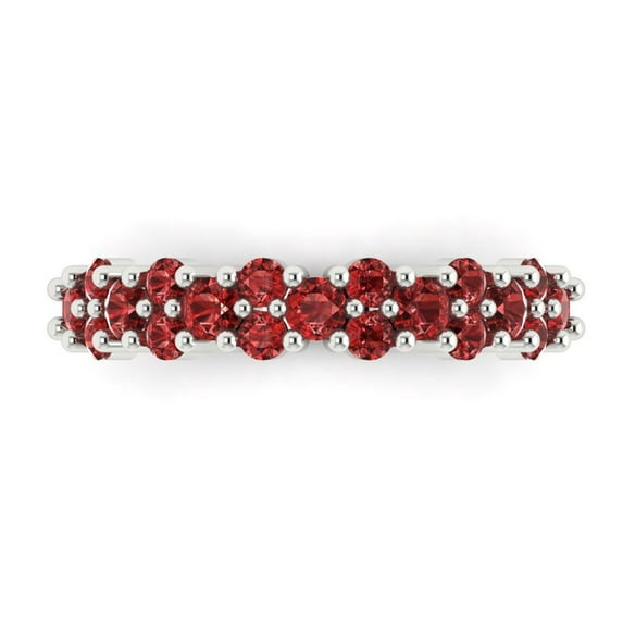 0.98 ctw Wedding Band for Women - 14K White Gold Natural Garnet Stackable Eternity Ring