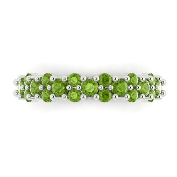 0.98 ctw Wedding Band for Women - 14K White Gold Natural Peridot Stackable Eternity Ring
