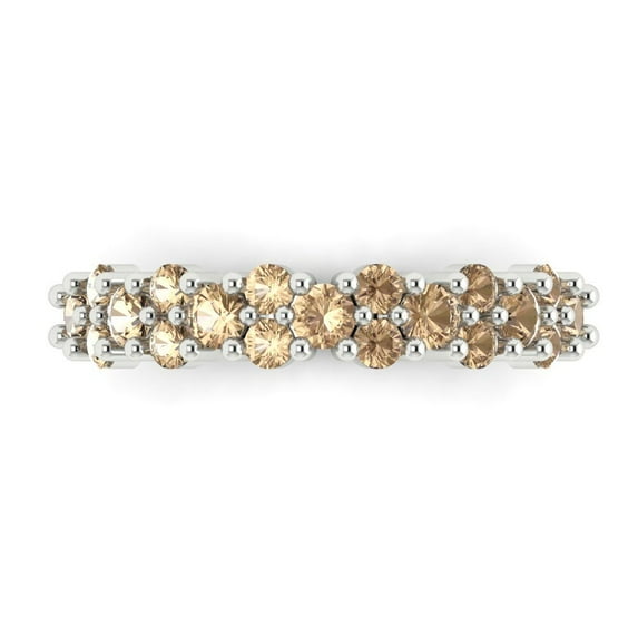 0.98 ctw Wedding Band for Women - 14K White Gold Yellow Moissanite Stackable Eternity Ring