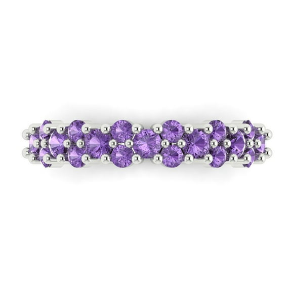 0.98 ctw Wedding Band for Women - 18K White Gold Simulated Alexandrite Stackable Eternity Ring