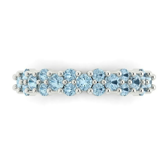 0.98 ctw Wedding Band for Women - 18K White Gold Simulated Blue Diamond Stackable Eternity Ring