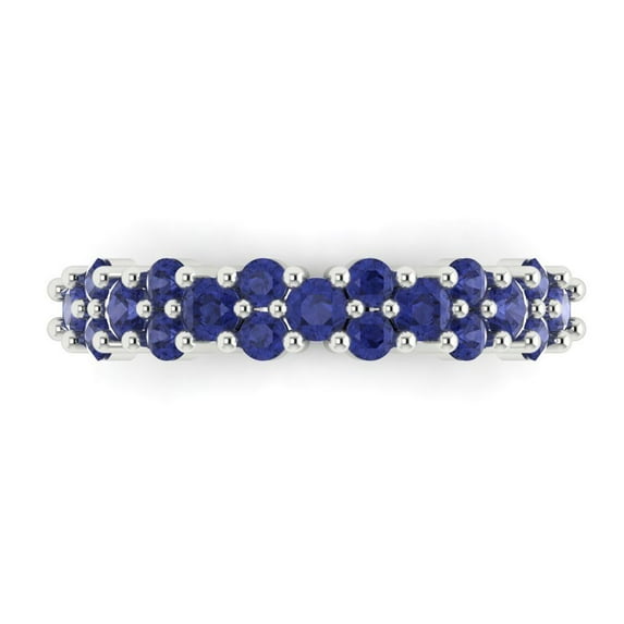 0.98 ctw Wedding Band for Women - 18K White Gold Simulated Tanzanite Stackable Eternity Ring