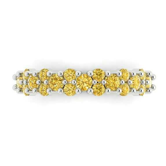 0.98 ctw Wedding Band for Women - 18K White Gold Simulated Yellow Diamond Stackable Eternity Ring