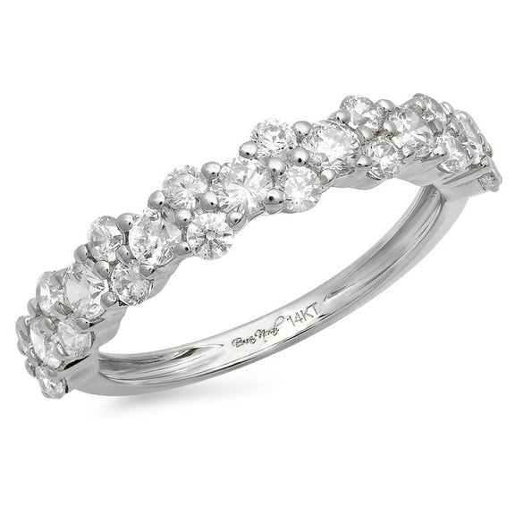 0.98 ctw Wedding Band for Women - 18K White Gold White Sapphire Stackable Eternity Ring