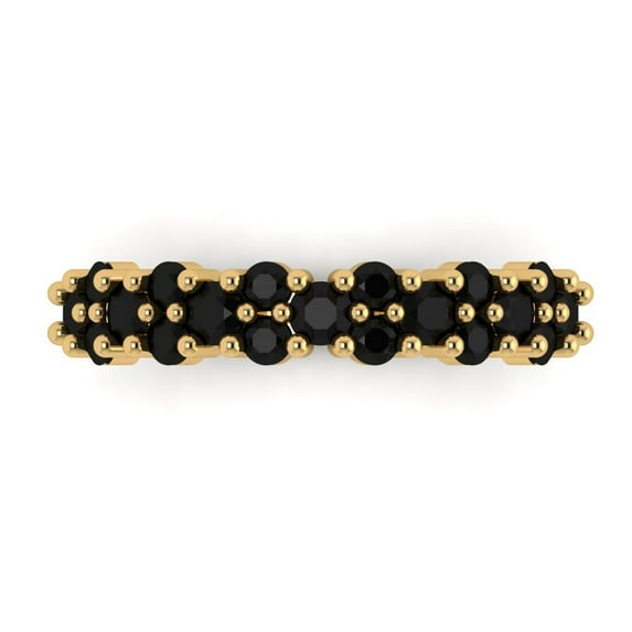 0.98 ctw Wedding Band for Women - 18K Yellow Gold Natural Onyx Stackable Eternity Ring