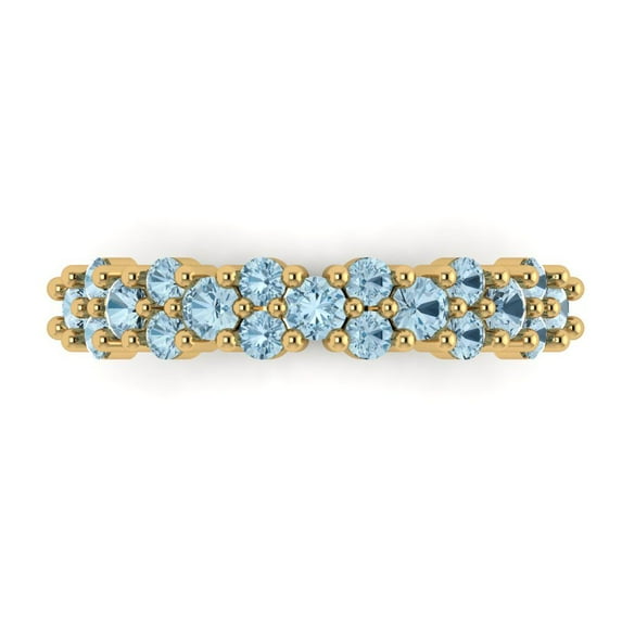 0.98 ctw Wedding Band for Women - 18K Yellow Gold Simulated Blue Sapphire Stackable Eternity Ring