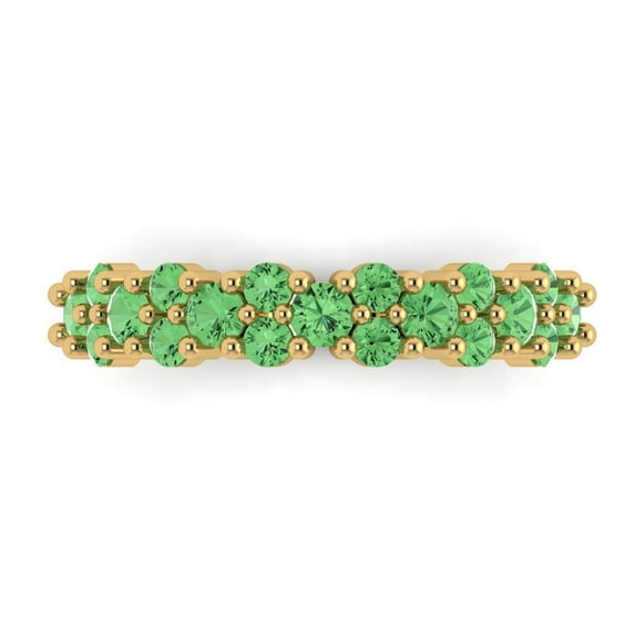 0.98 ctw Wedding Band for Women - 18K Yellow Gold Simulated Green Diamond Stackable Eternity Ring