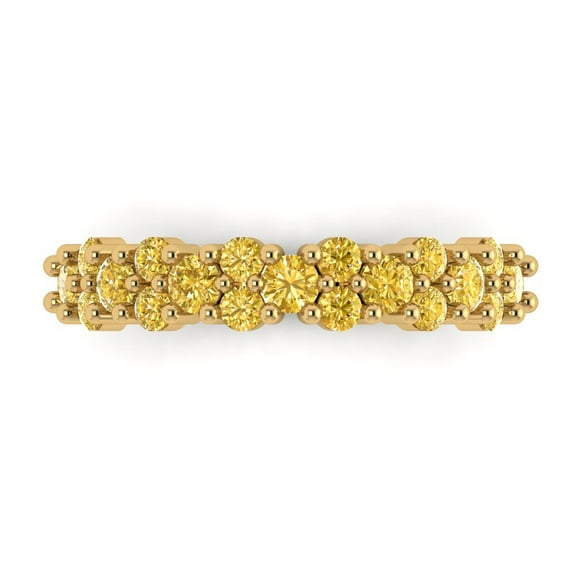 0.98 ctw Wedding Band for Women - 18K Yellow Gold Simulated Yellow Diamond Stackable Eternity Ring