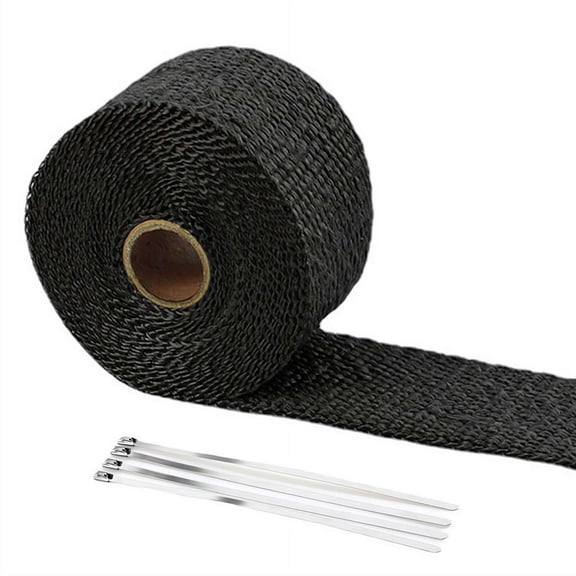 0.98in x 16.4ft Exhaust Heat Wrap Tape, Motorcycle Car Exhaust Pipe Thermal Insulation Band, Fireproof Heat Resistant Sealing Insulation Cotton