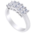 thumbnail image 1 of AFFY 0.99 Carat Princess Shape White Natural Diamond Two Row Wedding Engagement Ring 18k Solid White Gold Ring Size-10, 1 of 1