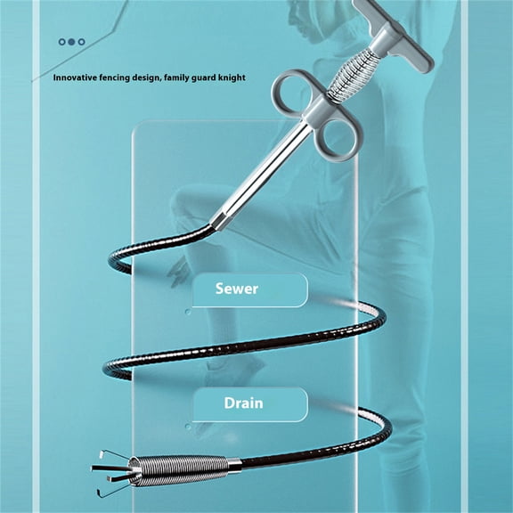 0.9m Four Claw Toilet & Kitchen Unclogger, Multifunctional Sink Drain Tool