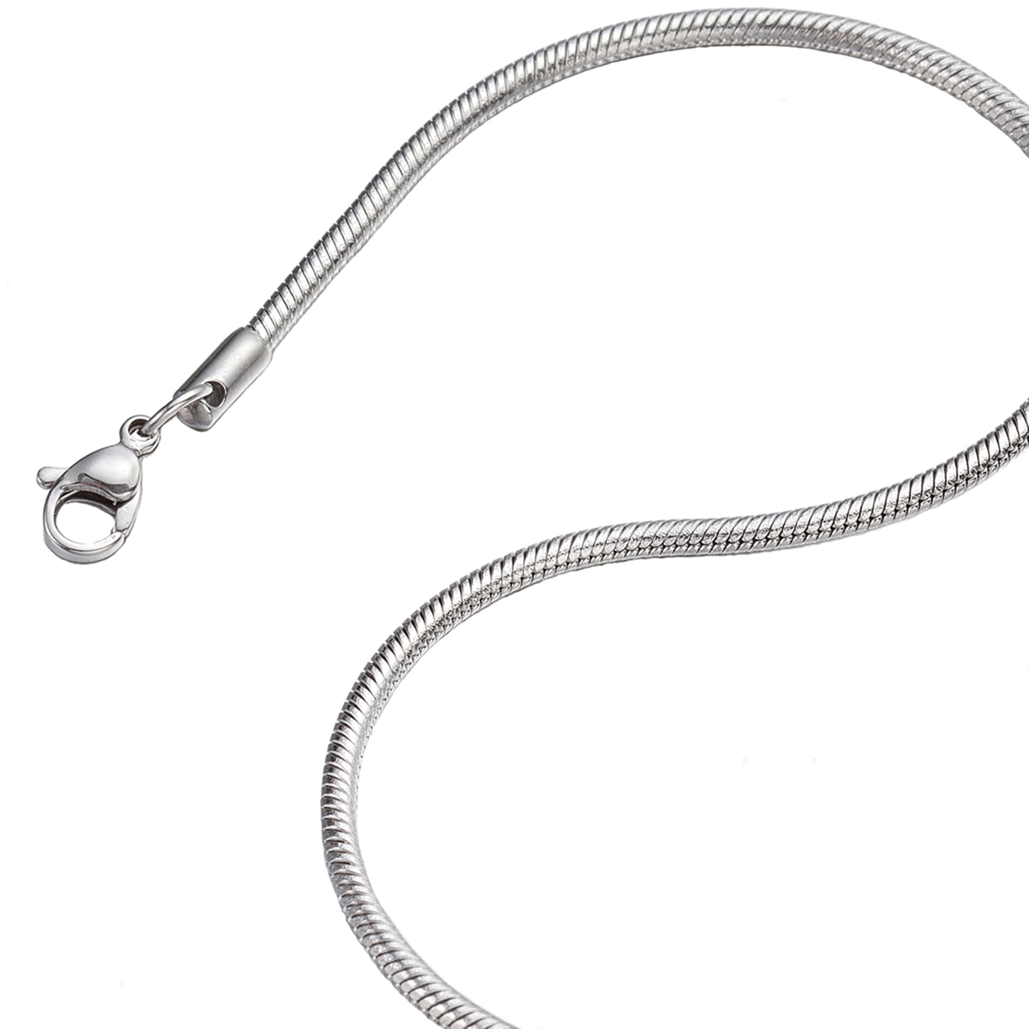 killeenclark Silver Stainless Steel Snake Chain Necklace,