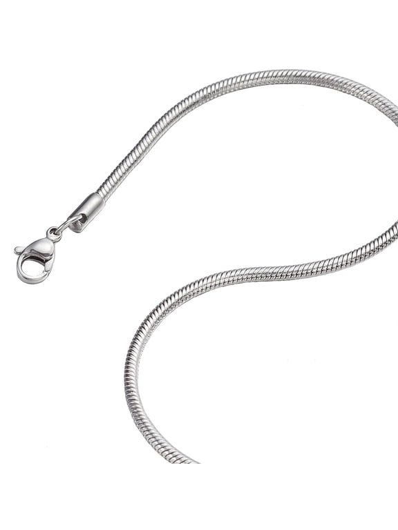 0.9mm-2.4mm 16"-40" Silver Stainless Steel Snake Chain Necklace