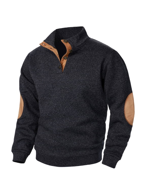 Men Clothes Plus Size Mens Long Sleeve Shirt Solid Color Button up T Shirts Casual Loose Fit Gym Sportwear Streetwear Tee Shirts Black XXL