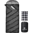 thumbnail image 1 of 0 Degree Adult Sleeping Bag – Black and White Rectangular Cotton Flannel 4-Season Camping Sleeping Bag with Compression Sack, XXL, 1 of 7