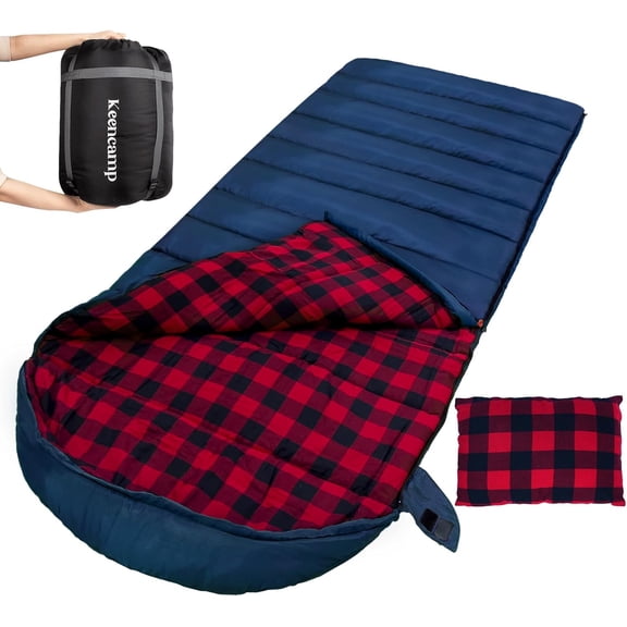 0 Degree Oversized Winter Sleeping Bag for Adults XXL 4 Season with Pillow and Compression Sack Navy