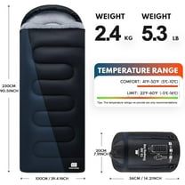 0 Degree XXL Sleeping Bags for Adults Cold Weather,Camping Sleeping Bag with Compression Sack for Winter Hiking, Hunting,Traveling