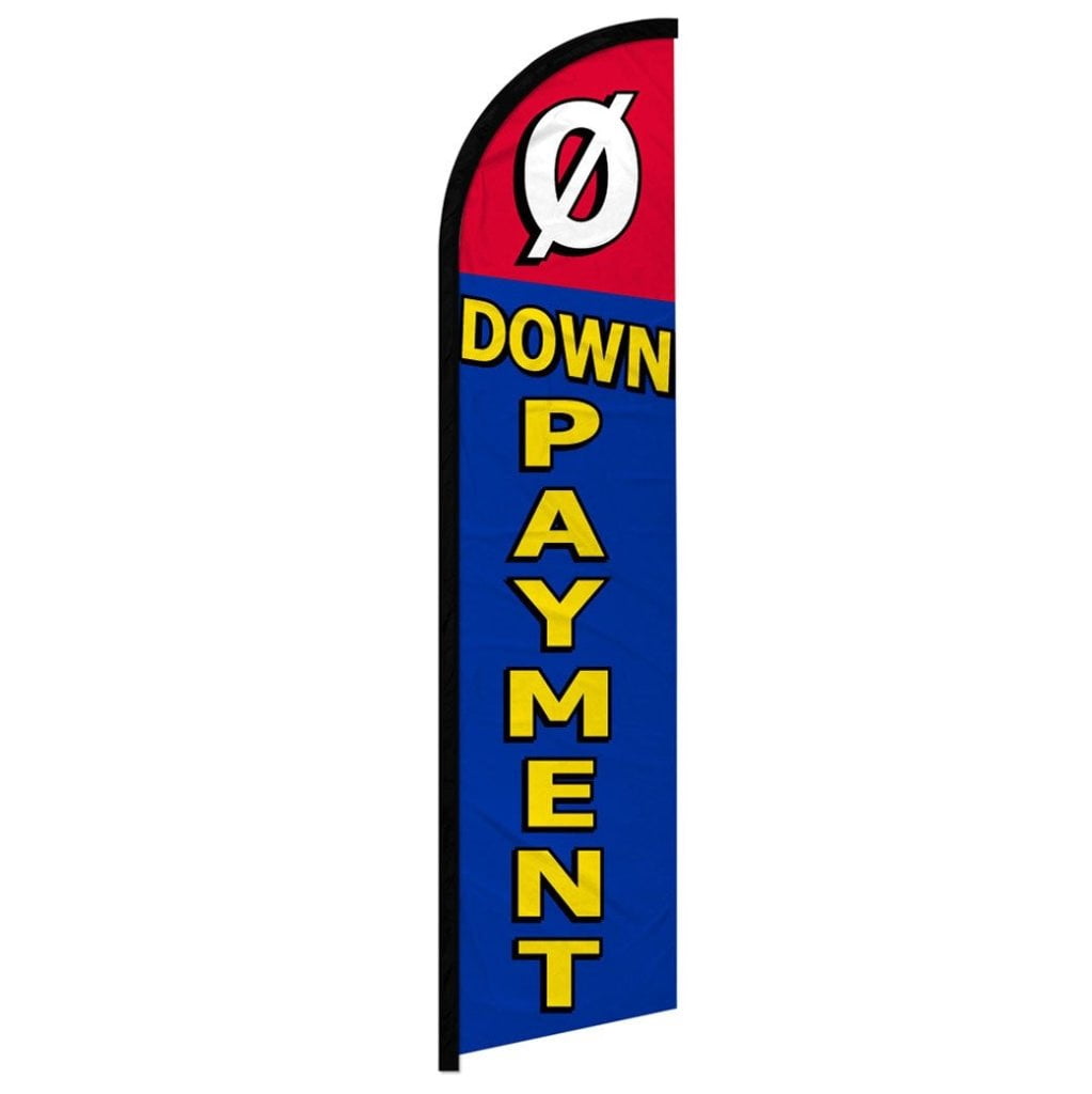 0 Down Payment (Red & Blue) Windless Banner Flag - Walmart.com