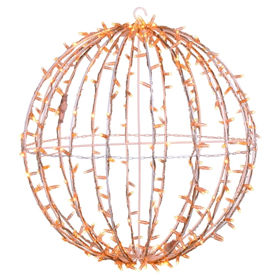 Vickerman 0" Fold Flat Yellow Led Jumbo Hanging Sphere with White Powder Coated Frame