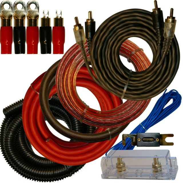 0 Gauge Amp Kit for Amplifier Install Wiring Complete 1/0 Ga Cables