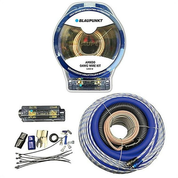 0 Gauge Car Audio Complete Amplifier Wiring Kit, Blue