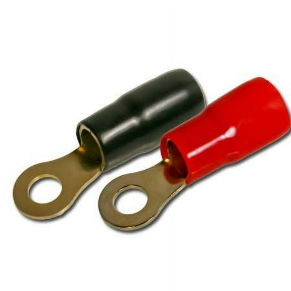 0 Gauge Wire Cable Ring Terminal Connectors Red and Black Boots Electrical