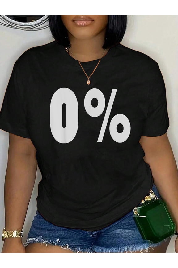 0% I care zero percent value T-Shirt Graphic Tee summer Tops For Women Round Neck Fashion Cotton shirts