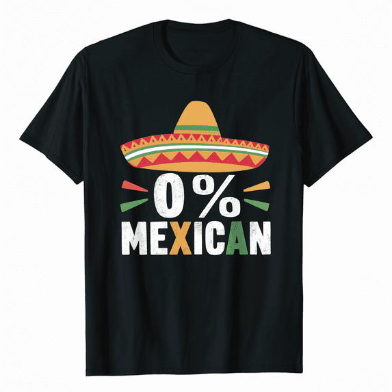 0% Mexican with sombrero and mustache for Cinco de Mayo T-Shirt