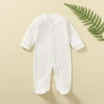 thumbnail image 1 of 0 Months Newborn Baby Boy Girl Clothes Ribbed Knitted Cotton Long Sleeve Romper Long Pants Solid Color Fall Winter Outfits White, 1 of 7